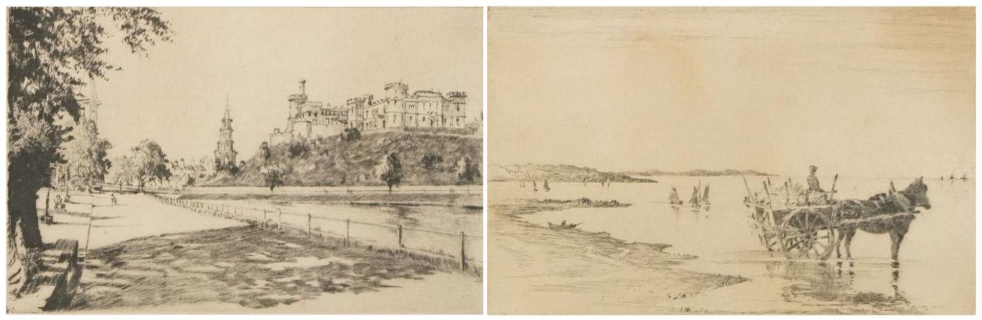A Simes - The Cowal Shore, The Clyde and Inverness Castle Scotland, pair of pencil signed - Image 2 of 22