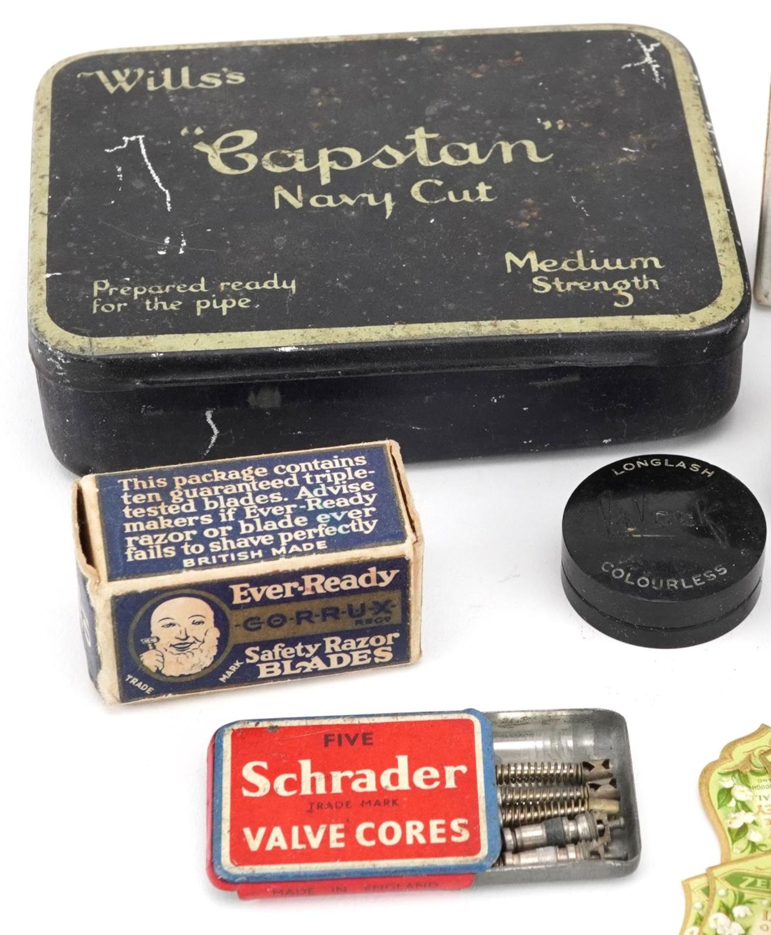 Advertising items including Ogden's Snuff tin, Coca Cola bottle, Eveready Shaving razor blades, - Image 2 of 3