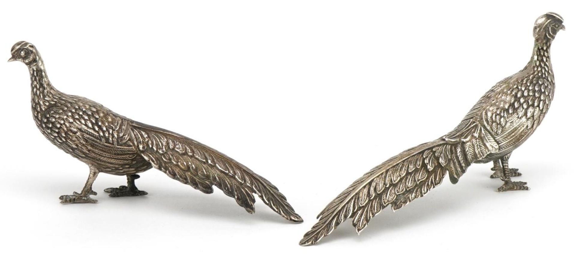 Pair of Spanish silver pheasants, total 60g, each 17.5cm in length : For further information on this - Image 2 of 4