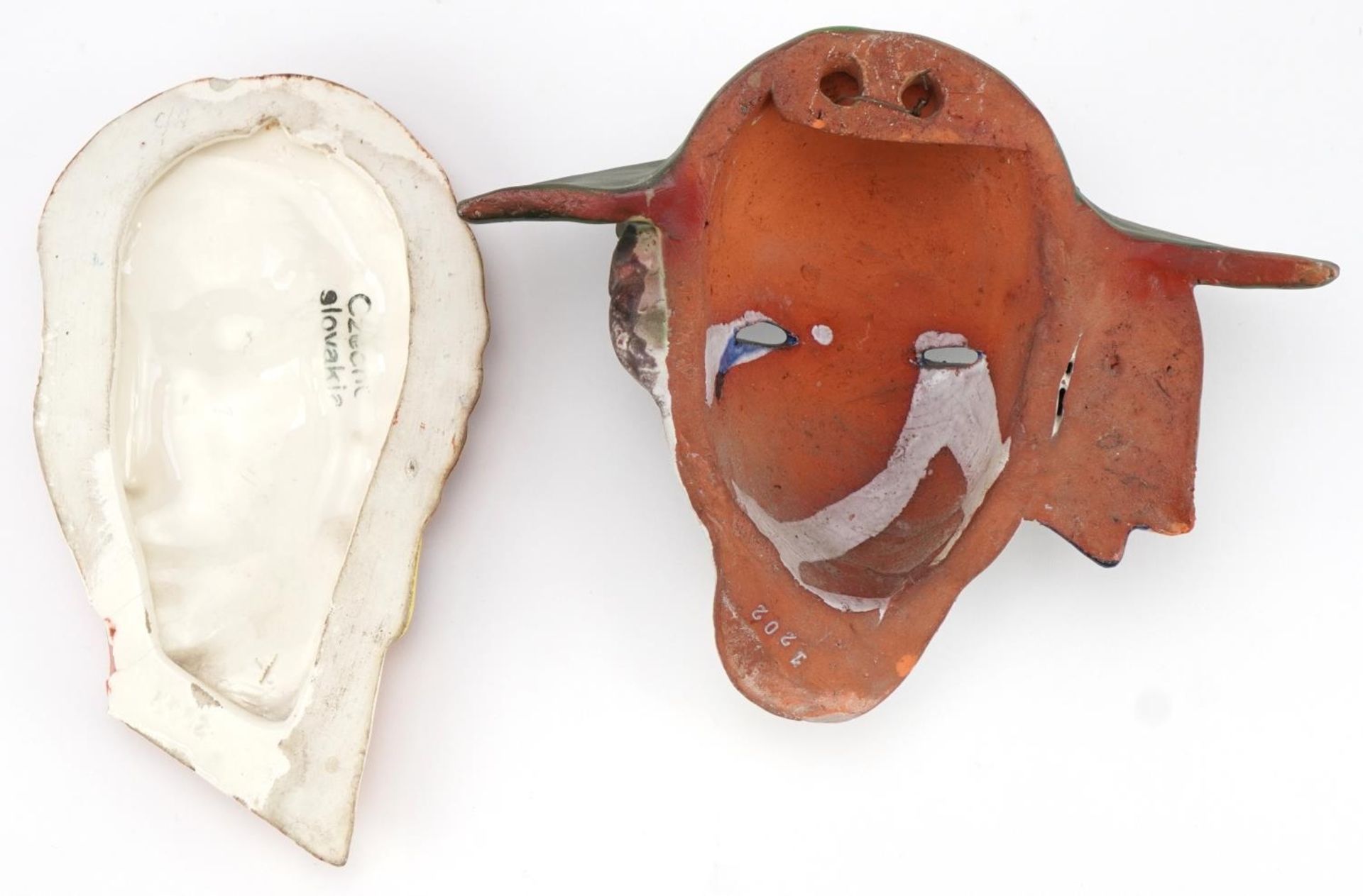 Two Art Deco female facemasks comprising one attributed to Goldschneider and a Czechoslovakian - Image 2 of 3