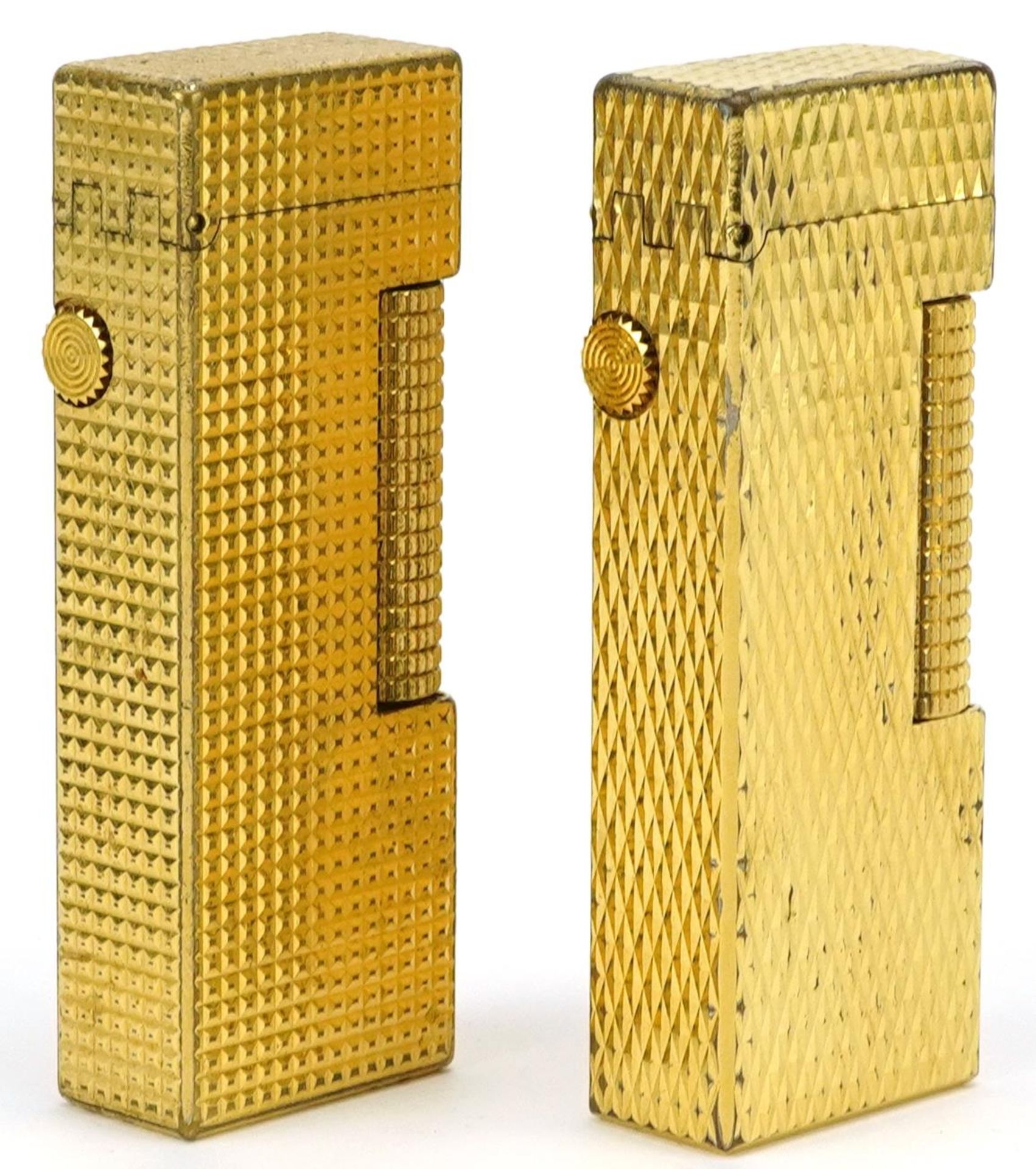 Two Dunhill gold plated pocket lighters with engine turned bodies : For further information on - Image 2 of 3