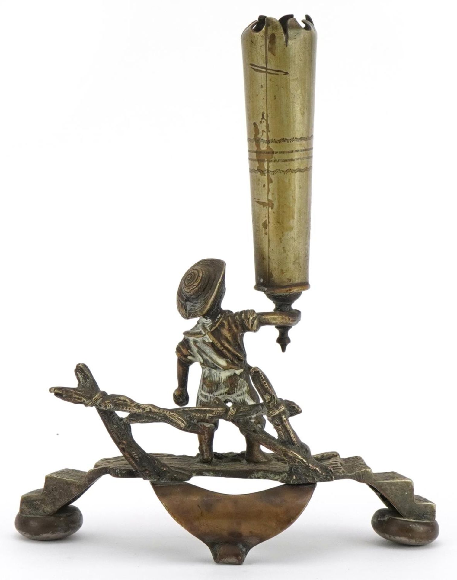 19th century silver plated epergne base in the form of a boy before a fence, 19cm high : For further - Image 3 of 4