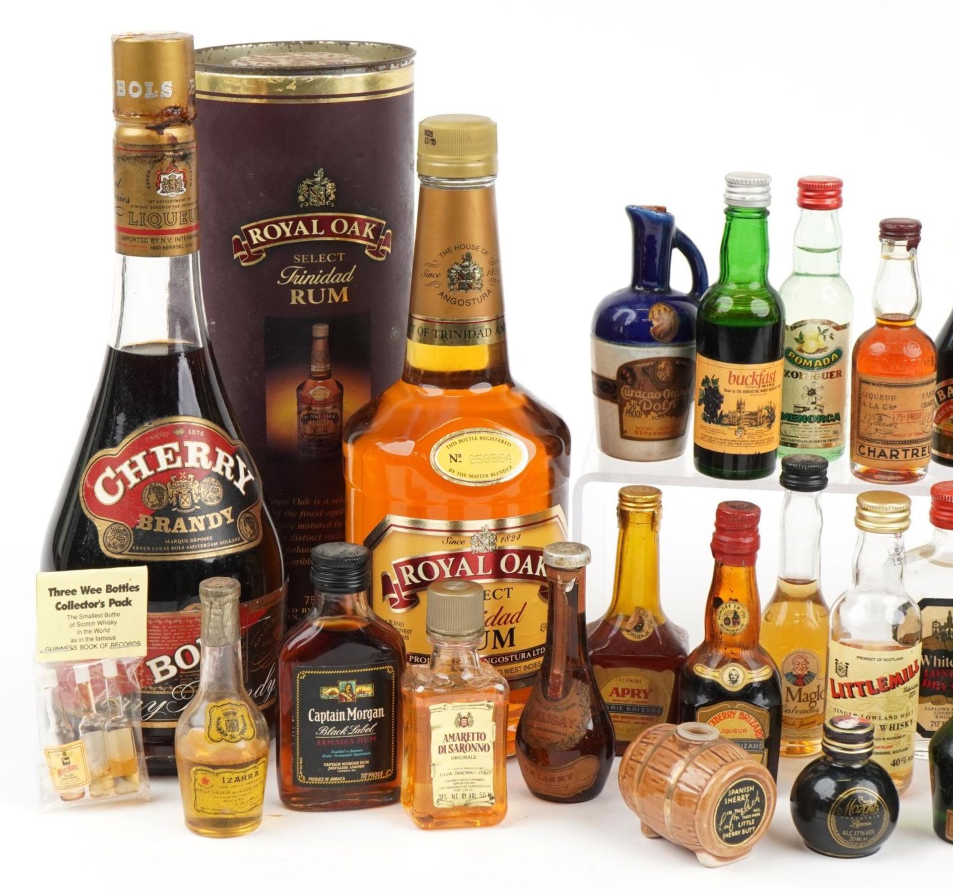 Collection of alcohol miniatures and two bottles of alcohol including Royal Oak Trinidad rum : For - Image 2 of 3
