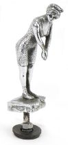 Art Deco automobilia interest chrome plated car mascot in the form of a female wearing a bathing