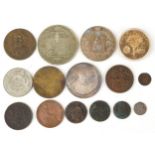 Antique and later coinage and medallions including silver example commemorating Howard of