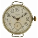 Longines, British military interest Longines trench wristwatch with enamelled dial, the dust cover