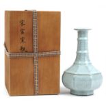 Chinese porcelain Ge ware type vase housed in a hardwood crate, 23cm high : For further