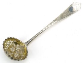 Matthew Craw, George III Scottish silver sifting spoon embossed with berries, Edinburgh 1808, 15.5cm
