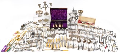 Silver plated, gold plated and stainless steel including flatware, some WMF, Walker & Hall teapot