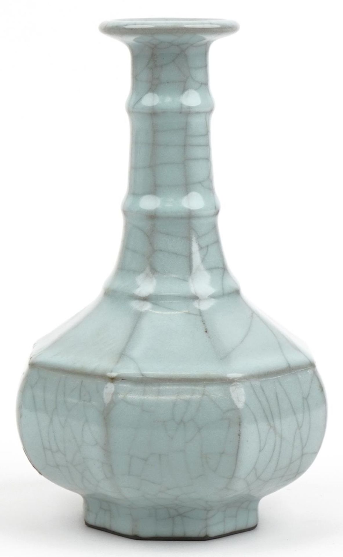 Chinese porcelain Ge ware type vase housed in a hardwood crate, 23cm high : For further - Image 2 of 9