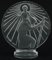 Lalique frosted and clear glass Saint Christopher car mascot moulded R Lalique France, 12cm high :