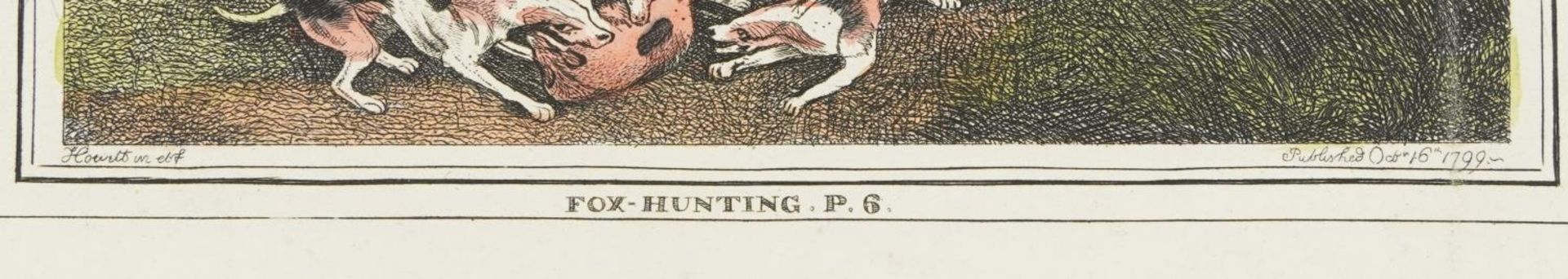 Foxhunting P5 and P6, two 18th century coloured engravings, unframed, each 29.5cm x 27.5cm : For - Image 8 of 9