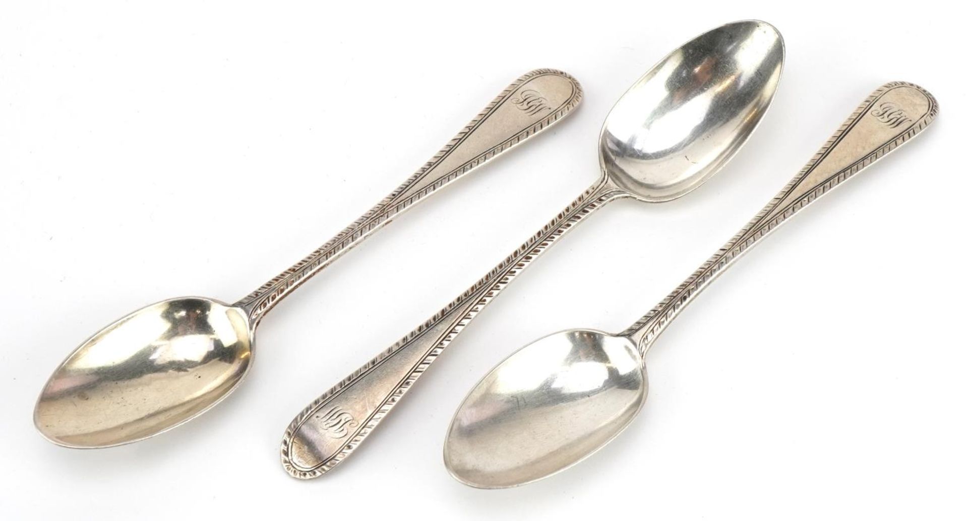 Set of three Victorian Scottish silver teaspoons, J T S & S maker's mark, Glasgow 1878, 12.5cm in