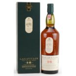 One litre bottle of Lagavulin Single Isla Malt whisky aged 16 Years, with box : For further