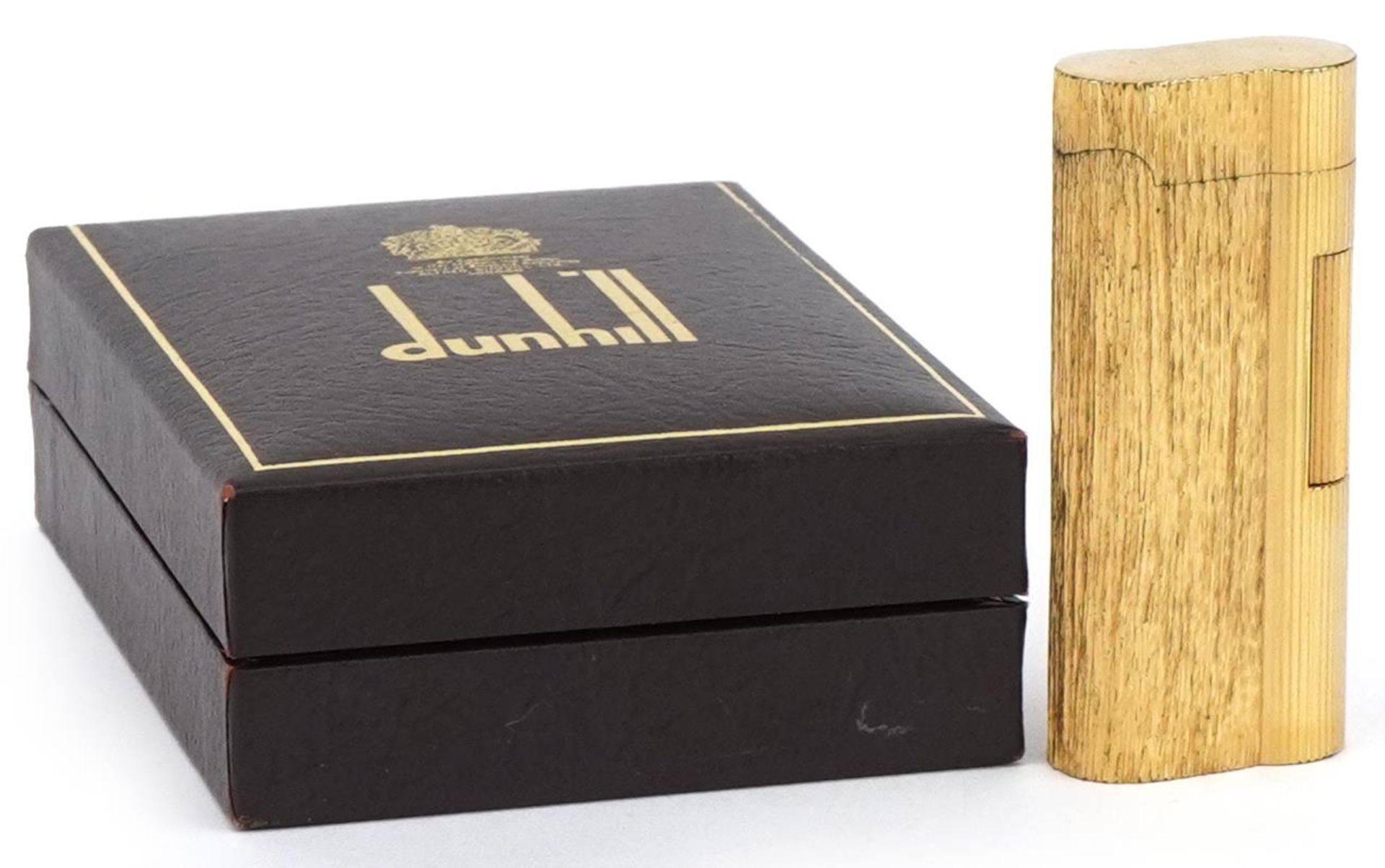 Dunhill gold plated bark design pocket lighter with box : For further information on this lot please - Bild 2 aus 5