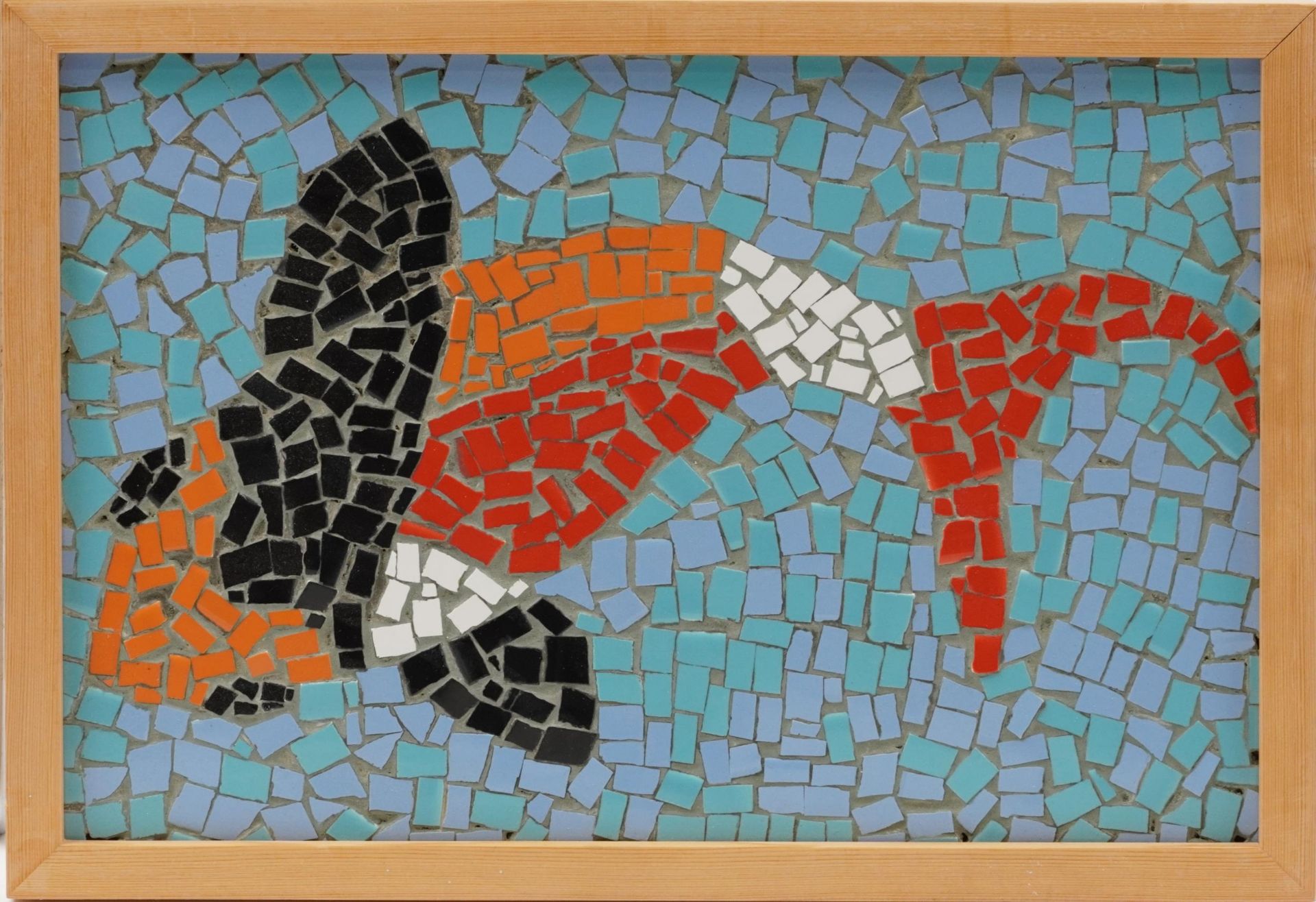 Three contemporary mosaic ceramic plaques of fish, one framed created by visually impaired ex- - Image 6 of 7