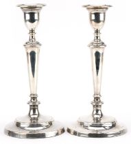M C Hersey & Son Ltd, pair of Elizabeth II silver candlesticks, London 1991, 26.5cm high, 1300.