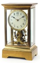 Eureka Clock Co Ltd of London, early 20th century brass cased four glass electric timepiece with