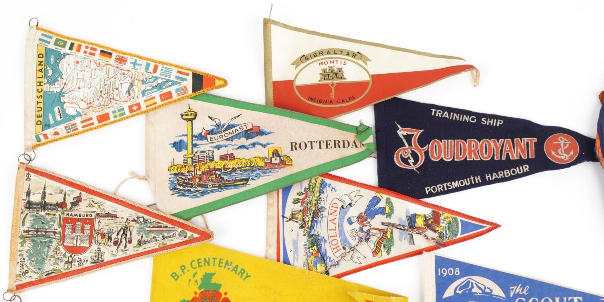 Vintage pennants including Merchant Navy Greetings from Mombasa and BP Centenary : For further - Image 2 of 5