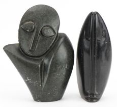 Two Modernist carved stone figural sculptures, the largest 17cm high : For further information on