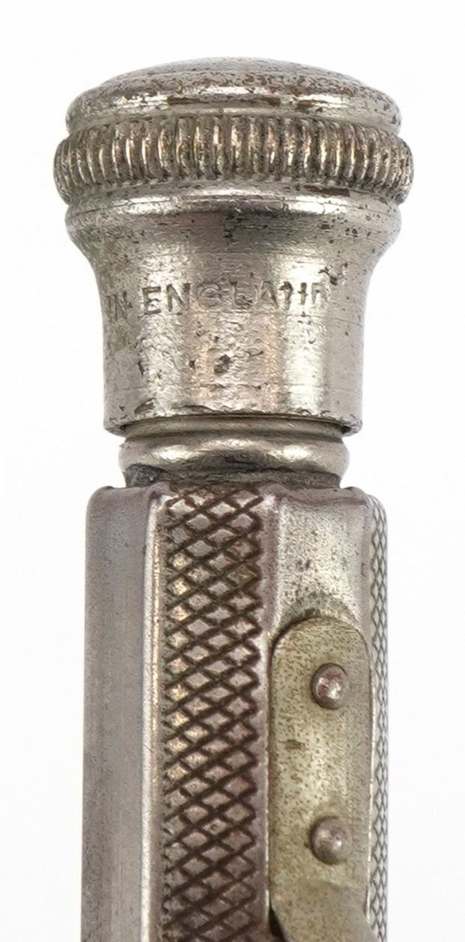 Unmarked silver multi pen with engine turned decoration and a white metal example : For further - Image 3 of 3