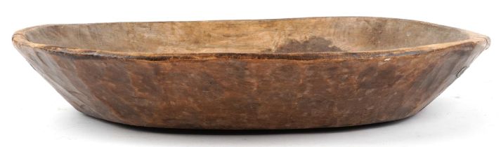 Large tribal interest hardwood bowl, 52.5cm wide : For further information on this lot please