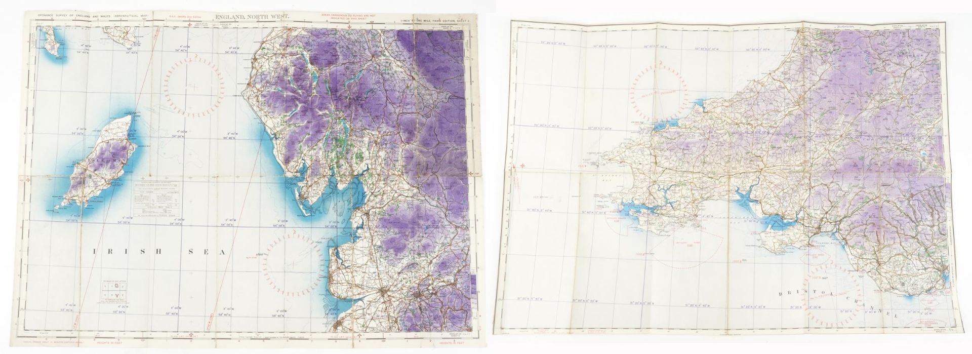 Two military interest RAF Ordnance Survey aeronautical maps of England and Wales including