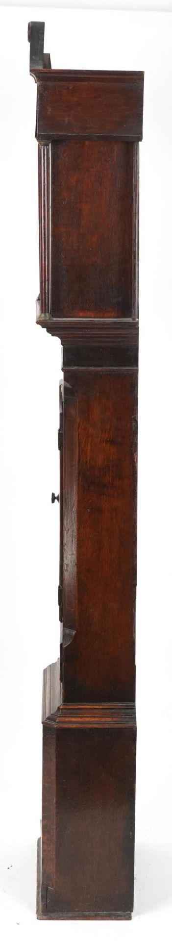 19th century oak cases longcase clock with painted dial having Roman and Arabic numerals, - Image 3 of 7