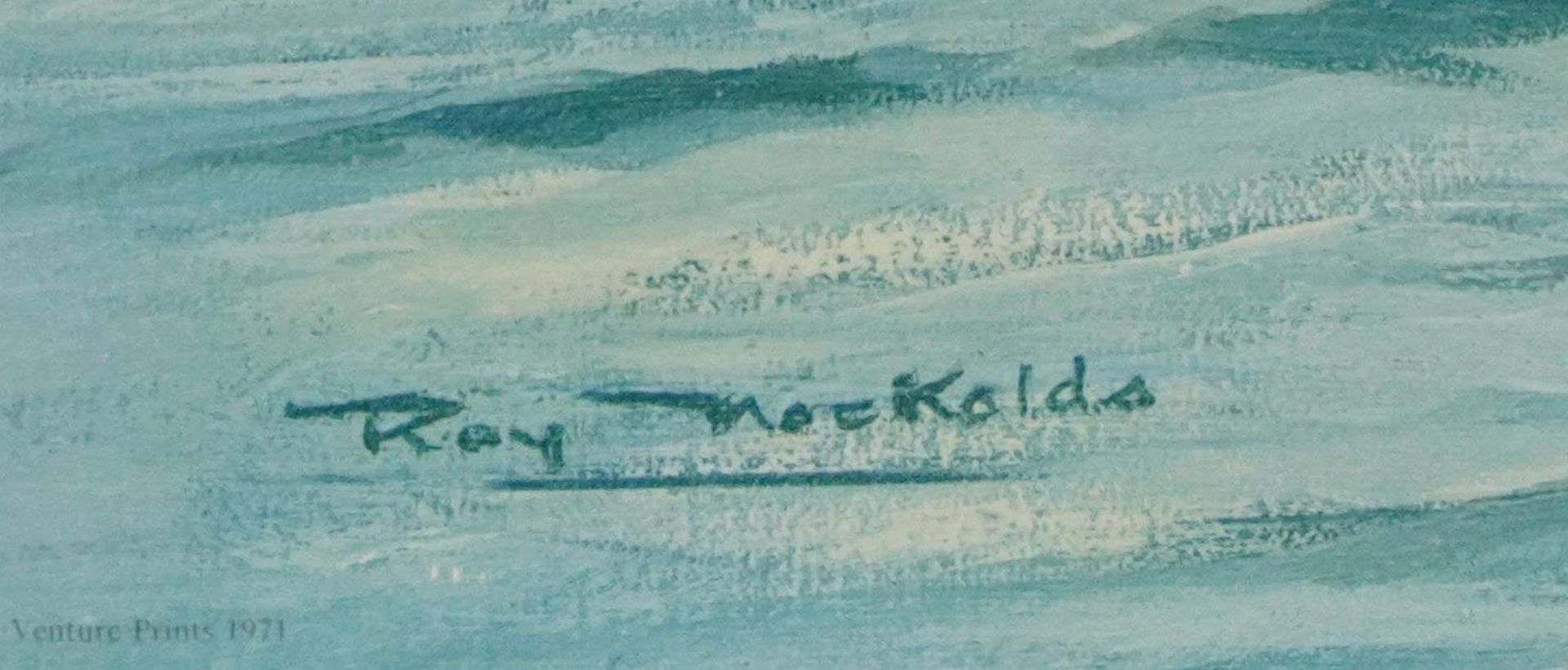 Roy Nockolds - Fishermen in a river, pencil signed print, Venture Prints 1971, embossed watermark, - Image 3 of 6