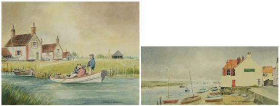 Des Herradine - Wells Next to the Sea, Norfolk and On the Norfolk Coast, two watercolours, each with