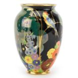 Carltonware, Art Deco porcelain vase hand painted in the Nightingale pattern, factory marks and