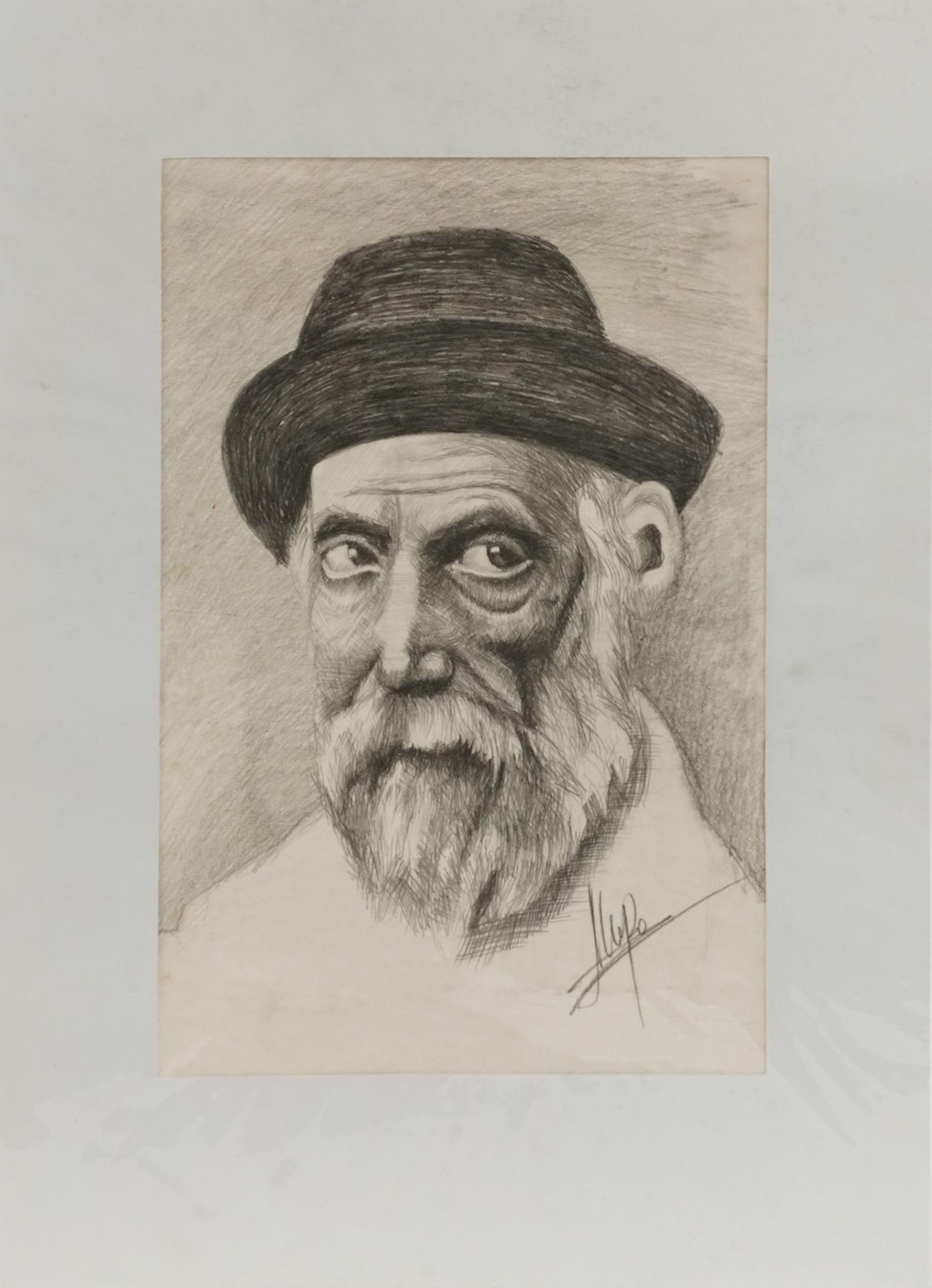 Portrait of a bearded gentleman, Russian school pencil on paper, indistinctly signed, mounted, - Bild 2 aus 4