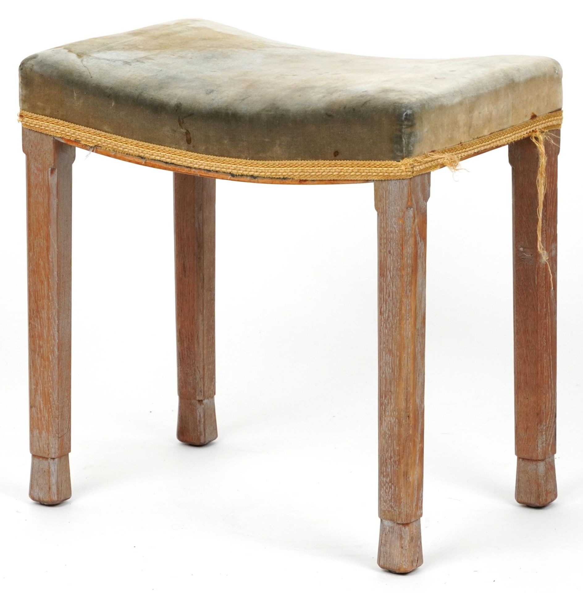 Elizabeth II 1953 limed oak coronation stool impressed North & Sons West Wickham to the underside,