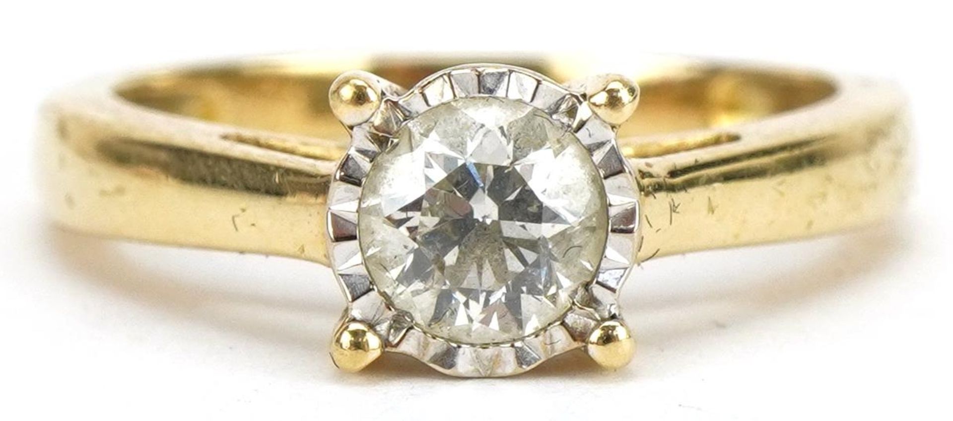 18ct gold diamond solitaire ring, the diamond approximately 0.55 carat, size K, 3.2g : For further