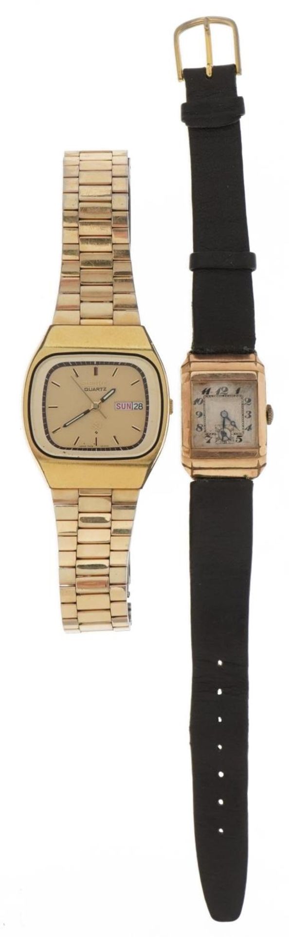 Vintage Seiko gentlemen's wristwatch with day/date dial and an Art Deco ladies gold plated - Image 2 of 5