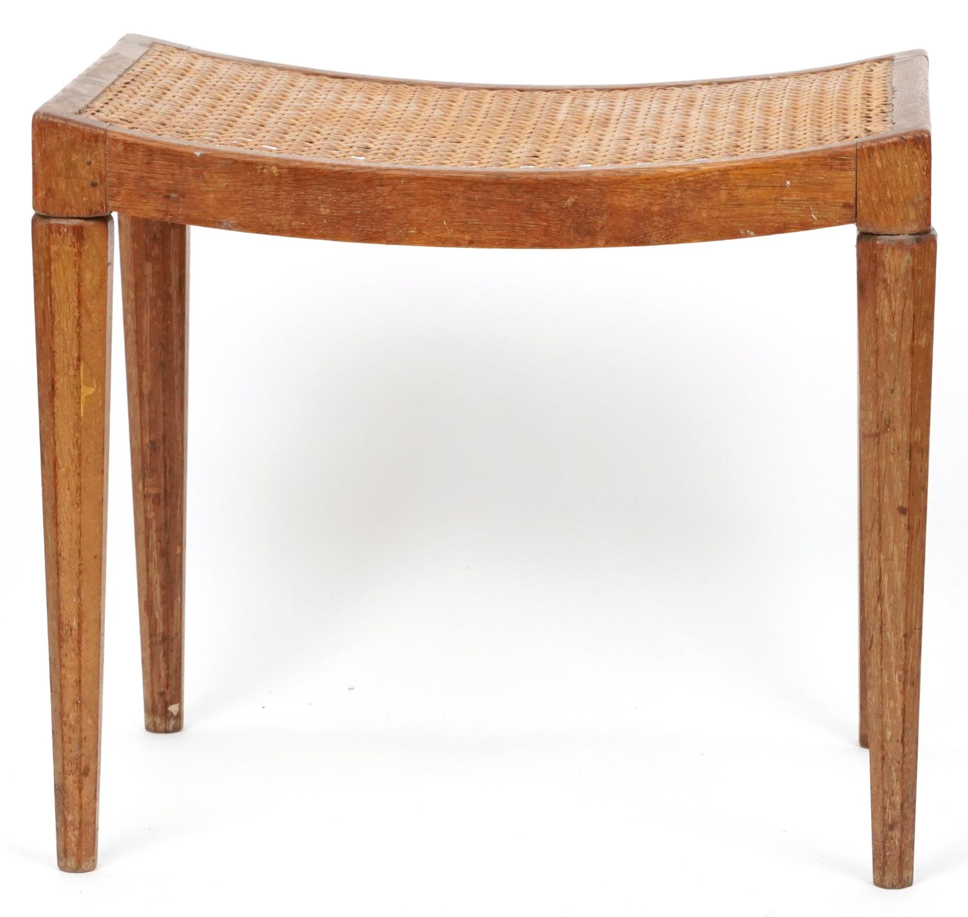 Limed oak stool with cane seat and tapering facetted legs, 42.5cm H x 48cm W x 35cm D : For - Bild 2 aus 4