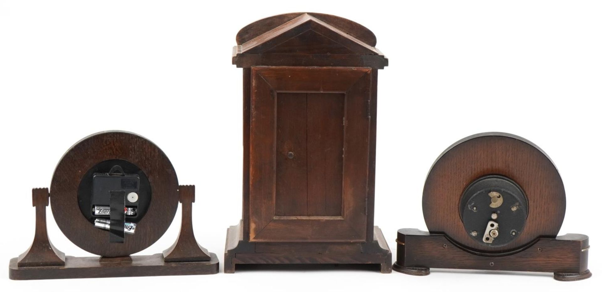 Three mantle clocks comprising Junhans and two Smiths, the largest 31.5cm high : For further - Image 4 of 5