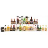 Alcohol miniatures including Laphroaig whisky, Gordons gin and Johnnie Walker Black Label whisky :