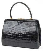 Vintage taxidermy interest crocodile skin handbag, 32.5cm wide : For further information on this lot