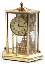 Kundo brass cased anniversary clock with bevelled glass panels, 25.5cm high : For further