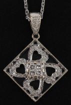 18ct white gold diamond pendant on 18ct white gold necklace housed in a Jewellery of Mayfair