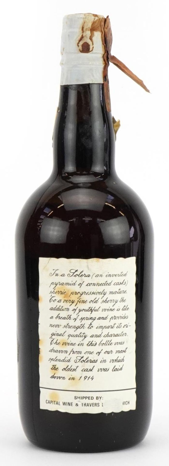 Bottle of Berisford Solera 1914 sherry : For further information on this lot please visit - Image 2 of 3