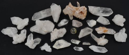 Large collection of geology interest natural history quartz specimens, the largest 19cm wide : For