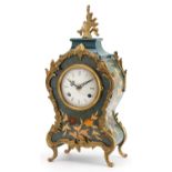 Franz Hermle, 19th century style inlaid wood mantle clock with ornate gilt metal mounts and circular