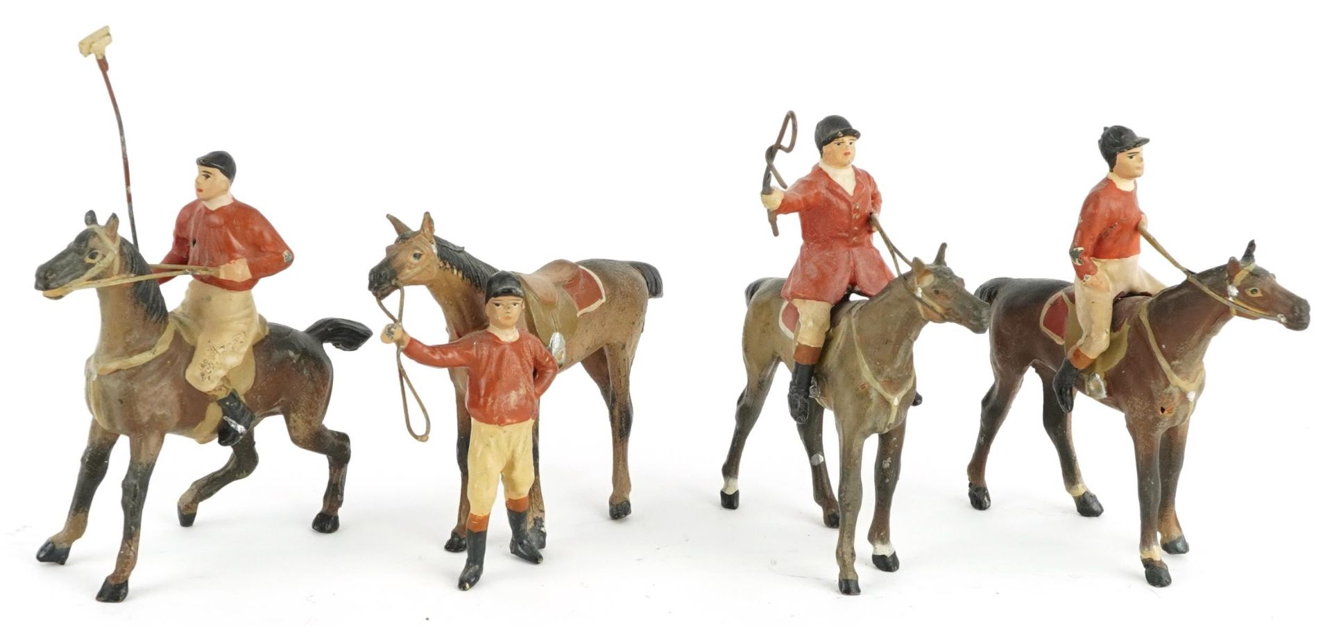 Four Heyde 56mm jockeys and horses including Polo Player and Huntsman : For further information on