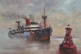 After John Kelly - Steam Liner Heading into a Storm, giclee print in colour, limited edition 92/195,