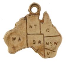 9ct gold map charm in the form of Australia, 1.3cm wide, 0.6g : For further information on this