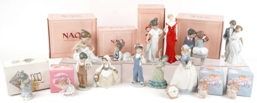 Collectable figures, some with boxes including Lladro, Nao and Royal Worcester, the largest