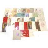 E P Clapholt - 1960 and later watercolour and crayon portraits arranged in a folio, each unframed,
