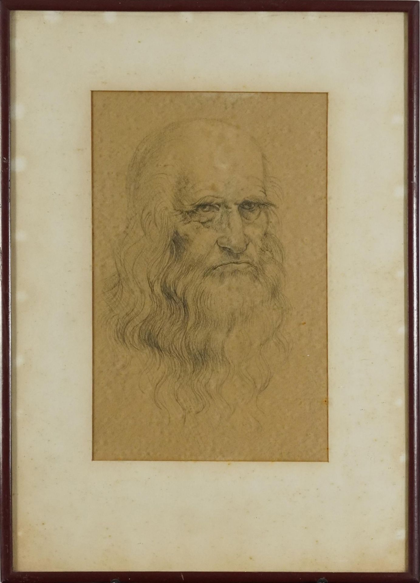 Portrait of a bearded gentleman, early 20th century drawing, Clapholt label verso, mounted, framed - Bild 2 aus 3